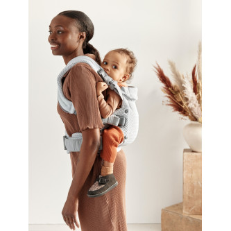 BabyBjorn - Marsupiu anatomic cu multiple pozitii de purtare colectia Harmony, 3D Mesh, Silver - Editie Limitata