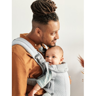 BabyBjorn - Marsupiu anatomic cu multiple pozitii de purtare colectia Harmony, 3D Mesh, Silver - Editie Limitata