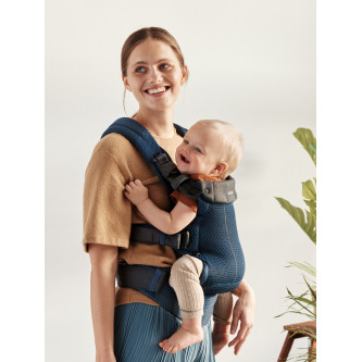 BabyBjorn - Marsupiu anatomic cu multiple pozitii de purtare colectia Harmony, 3D Mesh, Navy Blue - Editie Limitata